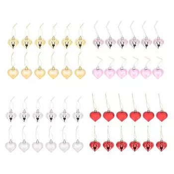 12 шт. рождественских елочных украшений в форме сердца, романтические подвесные украшения для праздничной вечеринки, свадьбы Gold