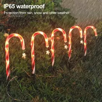 12 шт. рождественских солнечных фонарей в виде леденцов с дистанционным управлением, несколько режимов, автоматическая зарядка, водонепроницаемые фонарики в виде леденцов 12pcs