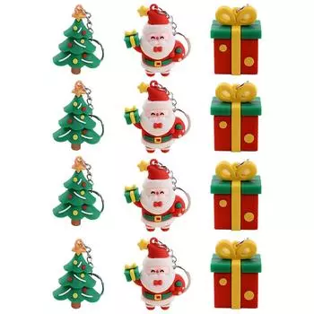 12 шт. Рождественский брелок для ключей, трехмерные мультяшные милые рождественские подвески для рюкзаков, автобусных карт