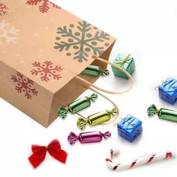 12 шт. Рождественский подарочный пакет из крафт-бумаги, рождественские сумки, большие рождественские коробки для подарков, упаковка, рождественская сумка-тоут, домашний декор 12pcs