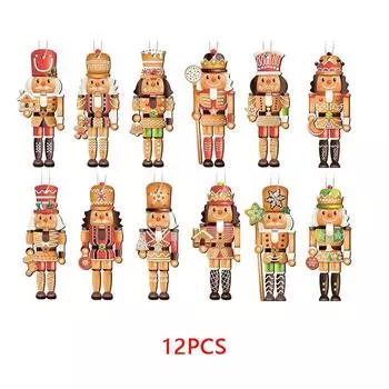 12 шт. Рождественский подвесной деревянный креативный кукольный солдатик, подарочный декор для дома, вечеринки, фестиваля 12pcs