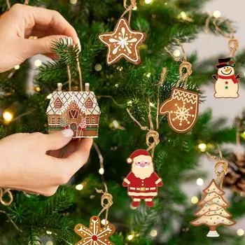12 шт. Рождественский пряничный человечек Санта костыль Украшения xmasTree Подвесные украшения бумажный кулон 2024 Новый год DIY Подвески Дети