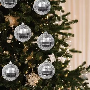 Yousheng 12 шт. Рождественские шары многоразовые, легко подвешиваемые, светоотражающие диско-шары, подвеска для украшения праздника и вечеринки 4cm 12pcs