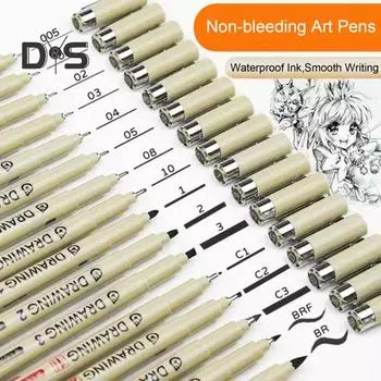 12 шт. ручек для рисования, набор микроручек для рисования, водостойкие пигментные чернила, гладкий нейлоновый наконечник, неразмазывающиеся ручки для художников 12pcs