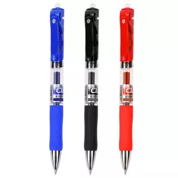 12 шт. ручка-роллер с нескользящей мягкой резиновой ручкой, пластиковая, нажимная, школьная, канцелярская, 0,5 м Blue Blue