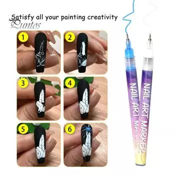 12 шт. ручки для граффити для дизайна ногтей, ультратонкий наконечник, маникюрный маркер, самодельный дизайн ногтей, водостойкие гелевые ручки, инструмент для нейл-арта 1 Set