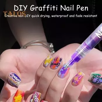 12 шт. ручки для граффити для дизайна ногтей, ультратонкий наконечник, маникюрный маркер, самодельный дизайн ногтей, водостойкие гелевые ручки, инструмент для нейл-арта 1 Set