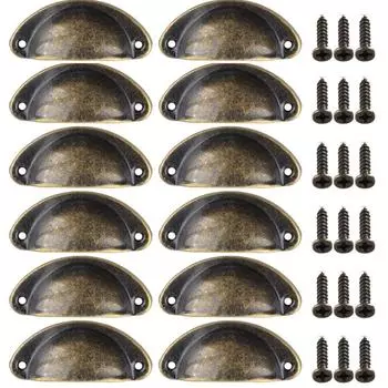 12 шт., ручки для мебели в виде ракушки, ручки для ящиков, ручки для кухонных шкафов, дверная ручка для шкафа, антикварная фурнитура