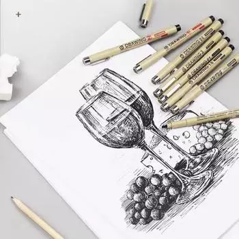 12 шт. Ручки для рисования Micro Fineliner Art Pen Set Водостойкие пигментные чернила Гладкие