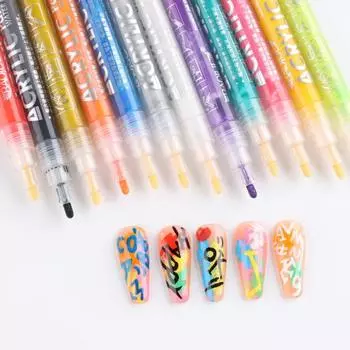 12 шт., ручки для рисования ногтей, водонепроницаемые, гладкие, для рисования, сделай сам, 12 цветов, маркеры для рисования ногтей, инструменты для маникюра 12pcs