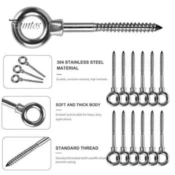 12 шт. рым-болтов из нержавеющей стали, саморезы, нержавеющие, устойчивые к коррозии, простая установка, резьбовые рым-болты, аксессуары серебряный
