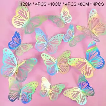 12 шт. С днем рождения торт топпер розовое золото складной тип бабочка детский торт топпер украшение десерт подарок на детский душ