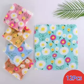 12 шт. Салфетка для чистки из микрофибры Многоразовая салфетка для мытья посуды Моющиеся кухонные полотенца Кухонные салфетки для чистки Бытовые кухонные принадлежности Полотенца для мытья лица 6Pcs