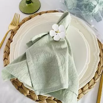 12 шт. Салфетки для ужина светло-зеленые 40X40 см, моющиеся салфетки с подшитыми краями для украшения свадьбы, дня рождения, семейных вечеринок