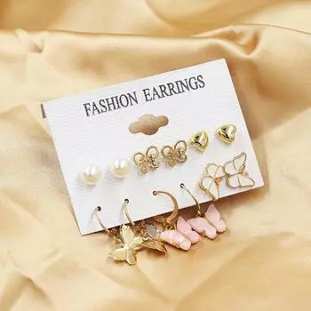 12 шт. Серьги для милых девушек, креативные белые серьги-бабочки, модные универсальные серьги от производителей оптом