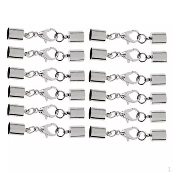 12 шт., серебряная застежка-лобстер, кожаная пряжка, разъем, подходит для круглых браслетов