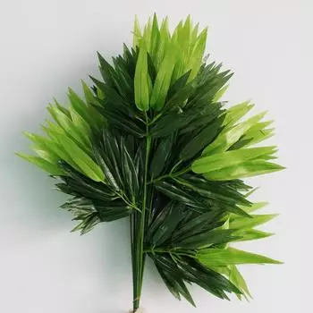 12 шт. шелковая ткань искусственные листья бамбука зеленые растения имитация бамбуковых ветвей для украшения дома зелёный