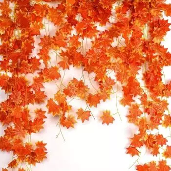 12 шт. шелковых осенних подвесных лоз, гирлянда из осенних листьев, искусственная гирлянда из кленовых листьев, красная гирлянда из плюща для дома, свадьбы, вечеринки, сада, камина, декора оранжевый