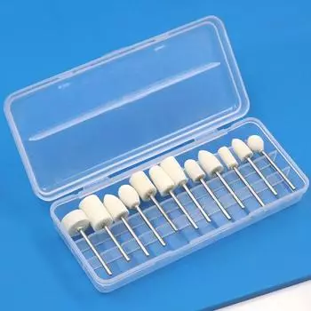 12 шт. шерстяная полировальная головка с хвостовиком 2,35 мм для женских ногтей, абразивные инструменты из войлока белый