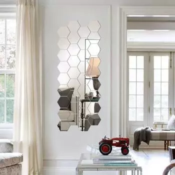 12 шт. шестигранные 3D художественные зеркальные настенные наклейки для дома DIY украшения гостиной M синий