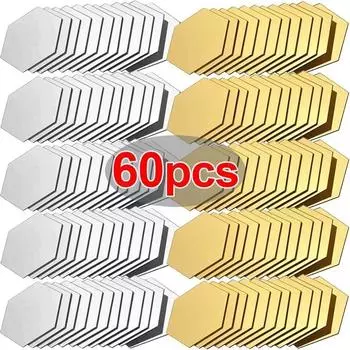 12 шт. Шестигранные зеркальные настенные наклейки, самоклеящиеся съемные настенные наклейки, золотые, серебряные, мозаичные плитки, наклейки для спальни, домашнего декора 4.6cx4.0x2.3cm