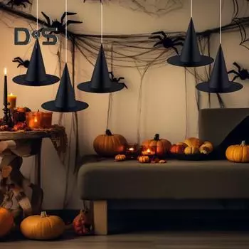 12 шт. шляп ведьмы на Хэллоуин, черная подвесная шляпа ведьмы, аксессуары для костюма на Хэллоуин для домашнего декора на вечеринку 12pcs