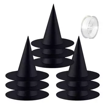 12 шт. шляп ведьмы на Хэллоуин, черная подвесная шляпа ведьмы, аксессуары для костюма на Хэллоуин для дома и улицы