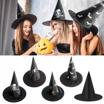 12 шт. шляп ведьмы на Хэллоуин, складная черная шляпа ведьмы для взрослых и детей, шляпы волшебников, украшения для дома, двора, крыльца, костюм для косплея 12pcs