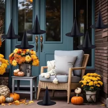 12 шт. шляп ведьмы на Хэллоуин, черная подвесная шляпа ведьмы, аксессуары для костюма на Хэллоуин для домашнего декора на вечеринку 12pcs