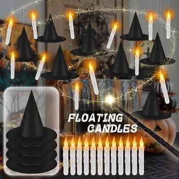 12 шт. шляпа ведьмы на Хэллоуин светодиодная беспламенная свеча подвесное украшение для детей взрослых Хэллоуин вечеринка косплей костюм реквизит украшение дома