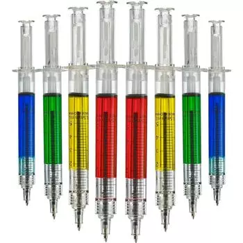 12 шт. шприц-ручек, выдвижная забавная многоцветная новинка, ручка для медсестер, пишет черными чернилами, школьные принадлежности для студентов-медсестер 12Pcs black ink