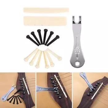 12 шт. штифтов для акустической гитары с приспособлением для снятия штифтов для акустической гитары, гайка седла гитарного бриджа, колки для гитары, запасные части