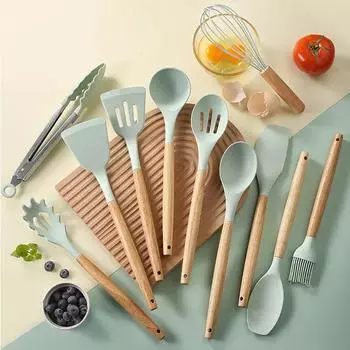 12 шт. силиконовая кухонная утварь с антипригарным покрытием кухонная утварь для готовки антипригарный набор посуды лопатка набор кухонных принадлежностей