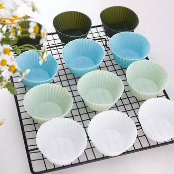 12 шт. силиконовые формочки для выпечки кексов многоразовые антипригарные формочки для кексов держатели набор для выпечки кексов форма для кексов 12pcs