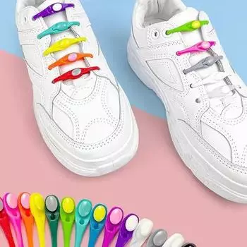 12 шт. силиконовые шнурки круглые эластичные шнурки для обуви без завязок чёрный