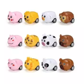 12 шт. Симпатичные животные, машинки с откидным механизмом, детские игрушки для дня рождения, сувениры на вечеринку в честь рождения ребенка, подарок для гостей, сувенир для мальчиков и девочек, наполнители для пиньяты