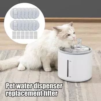 12 шт. сменных фильтров для фонтана для кошек, 5-слойная система фильтрации с активированным углем