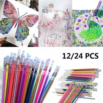 12 шт. сменных стержней акварель неоновые блестки пастель искусство быть умным замена стержней гелевая ручка офис школа чернила сменные для офиса канцелярские принадлежности для рисования Fluorescence