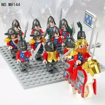 12 шт. Средневековый английский солдат-крестоносец, кукла, детские строительные блоки, игрушка