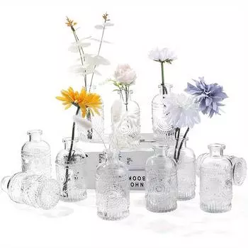 12 шт. стеклянная ваза для бутонов, большая прозрачная ваза для бутонов, мини-бутылка для декора в винтажном стиле, современный цветочный центральный элемент, свадебный сувенир, домашний декор, теплый подарок