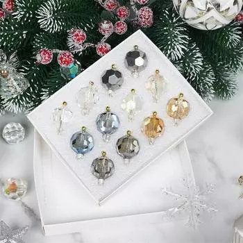 12 шт. стеклянных рождественских шаров, украшения, мини, красочные, круглые, призматические, подвесные украшения для рождественской елки для декора