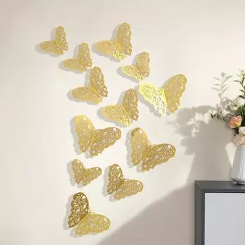 12 шт. стикер на стену с бабочкой, трехмерная съемная самоклеящаяся наклейка с бабочкой, украшение для дома D
