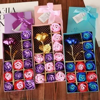 12 шт. стильное мыло с цветами, многофункциональная коробка, пылезащитное, широкое цветовое мыло с ароматом розы синий