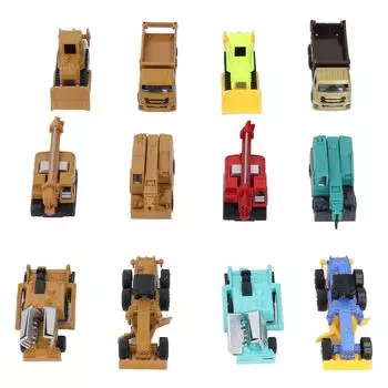 12 шт. Строительные машины Игрушечный обучающий игровой набор Украшения Подарок на день рождения Набор игрушек из сплава для