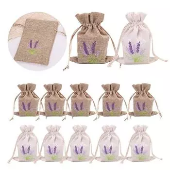 12 шт., сумки с вышивкой лаванды, пустые сумки для хранения с завязками, износостойкие, широко используемые сумки для хранения конфет и ювелирных изделий
