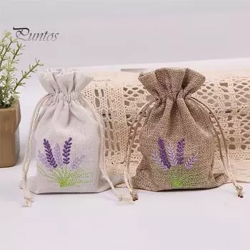12 шт., сумки с вышивкой лаванды, пустые сумки для хранения с завязками, износостойкие, широко используемые сумки для хранения конфет и ювелирных изделий разноцветный