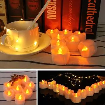 12 шт. светодиодные электронные свечи энергосберегающие беспламенные чайные свечи огни на День святого Валентина yellow flashing