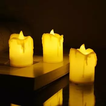 12 шт. светодиодных электронных свечей на батарейках, светодиодный ночник, беспламенный чайный светильник для рождественской свадьбы, садовой вечеринки, декора