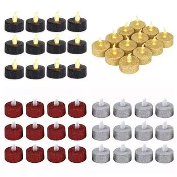 12 шт. светодиодных чайных свечей на батарейках, чайные свечи, блестящие, беспламенные, свадебные огни для рождественской вечеринки по случаю дня рождения дома красный
