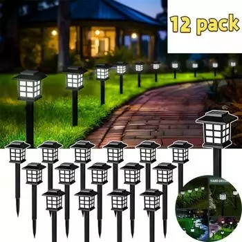 12 шт. светодиодных газонных ламп, солнечные светильники для дорожек, ландшафтные водонепроницаемые уличные дворовые украшения, ночные светильники, садовый напольный светильник 2pcs white